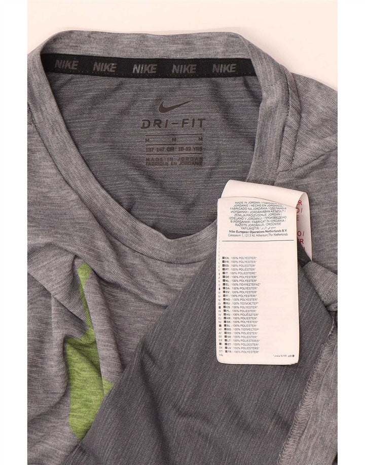 Nike drenge Dri Fit grafisk T-shirt top 10-11 år mellemgrå polyester