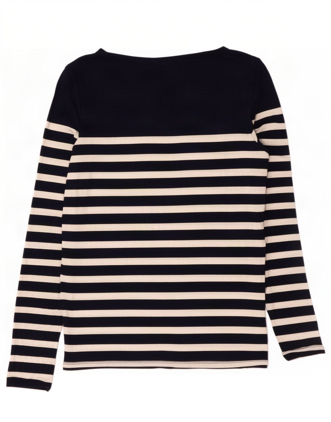 Oasis Dame Top Langærmet UK 14 Stor Marineblå Stribet Viscose