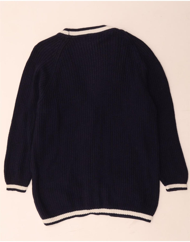 Vintage dame cardigan sweater UK 14 Medium marineblå bomuld