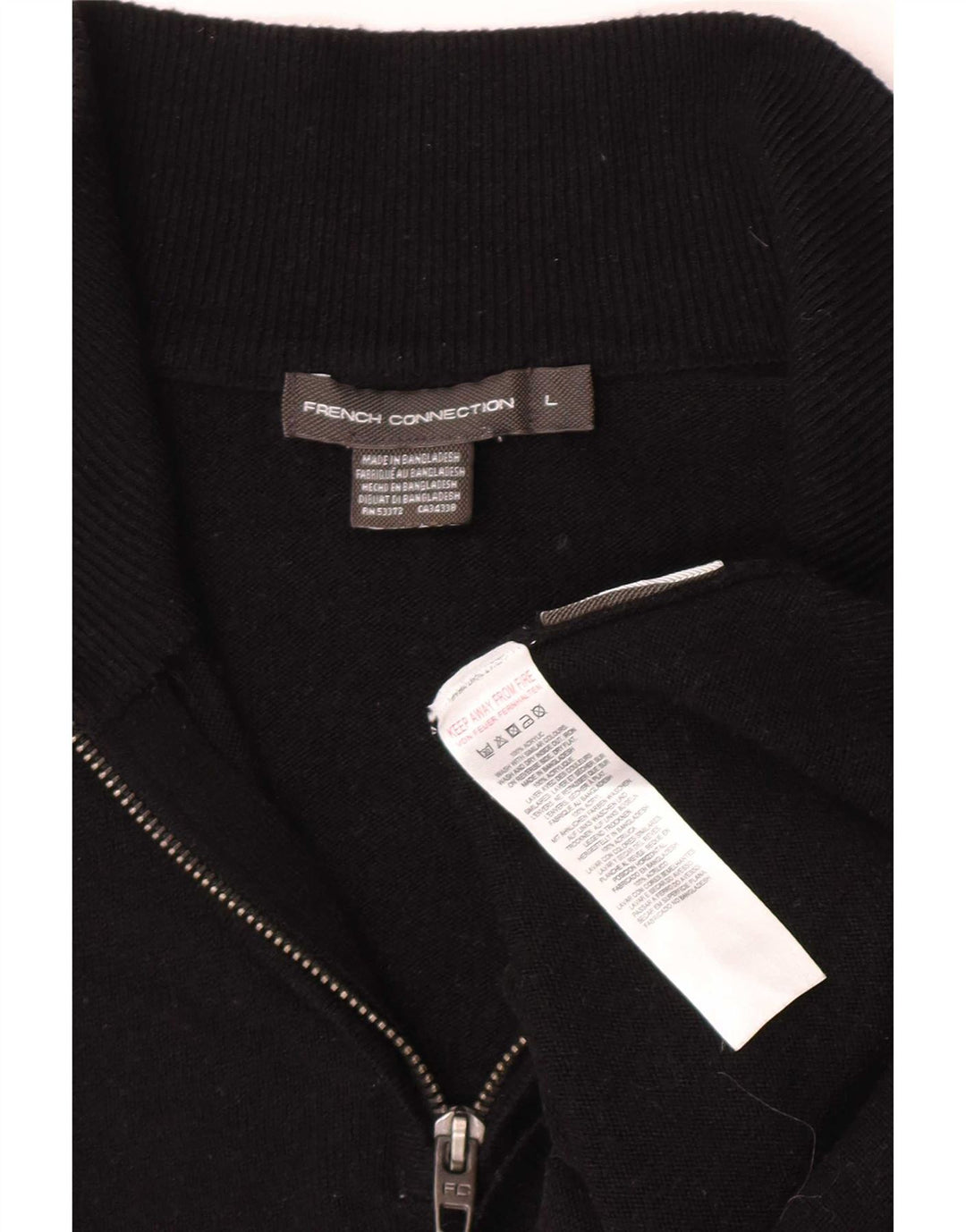 French Connection Herre Zip Neck Jumper Sweater Stor Sort Akryl