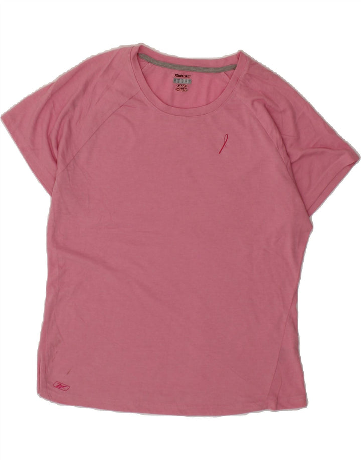 REEBOK Womens T-Shirt Top UK 14 Medium Pink Cotton Vintage Reebok and Second-Hand Reebok from Messina Hembry 