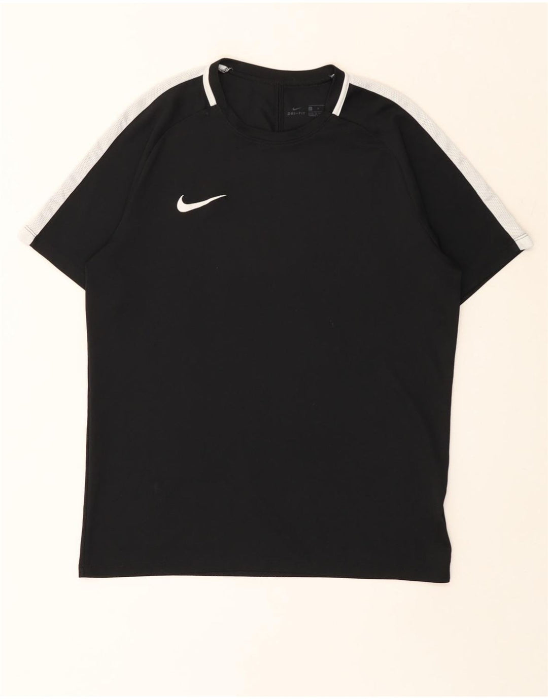 NIKE Dame Dri Fit T-Shirt Top UK 16 Large Black Colourblock Polyester