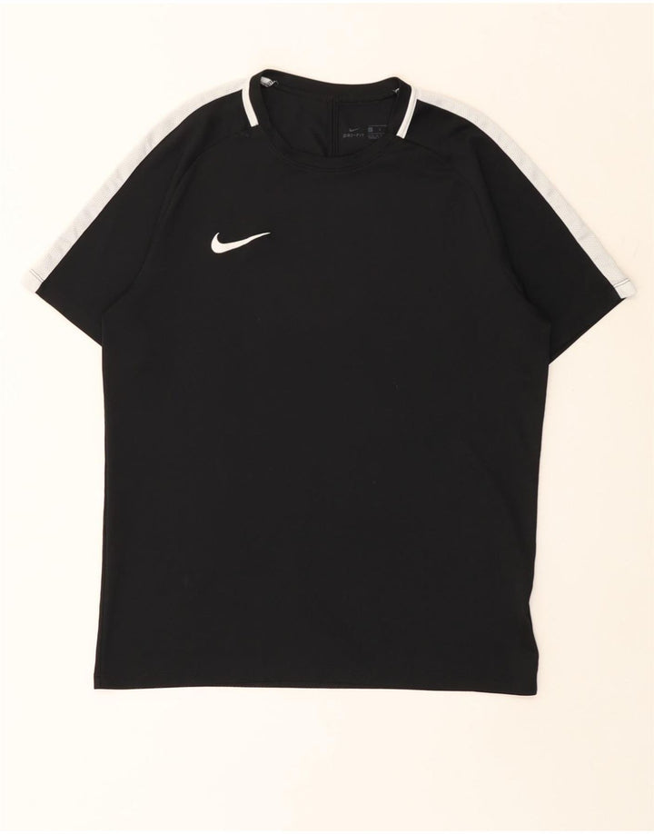 NIKE Dame Dri Fit T-Shirt Top UK 16 Large Black Colourblock Polyester