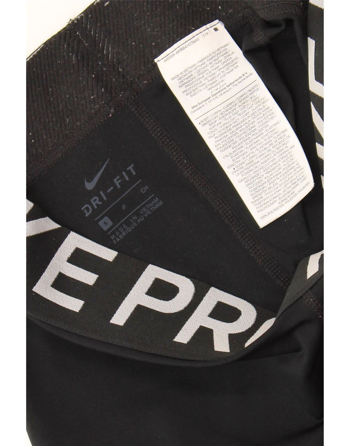 NIKE Dri Fit grafiske sportsshorts til kvinder UK 8 Small Black Polyester