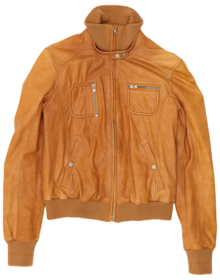 Massimo Rebecchi Dame Bomber Læderjakke IT 44 Medium Brun