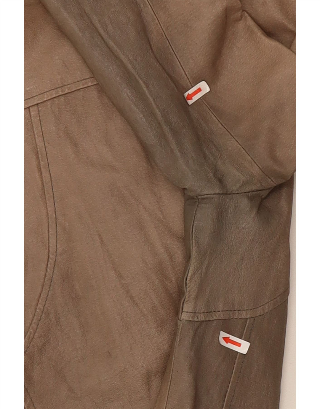 Vintage Dame Crop Læderjakke UK 10 Small Beige