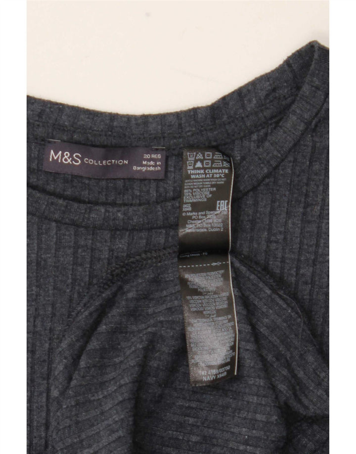 Marks & Spencer langærmet basiskjole til kvinder UK 20 2XL Marineblå