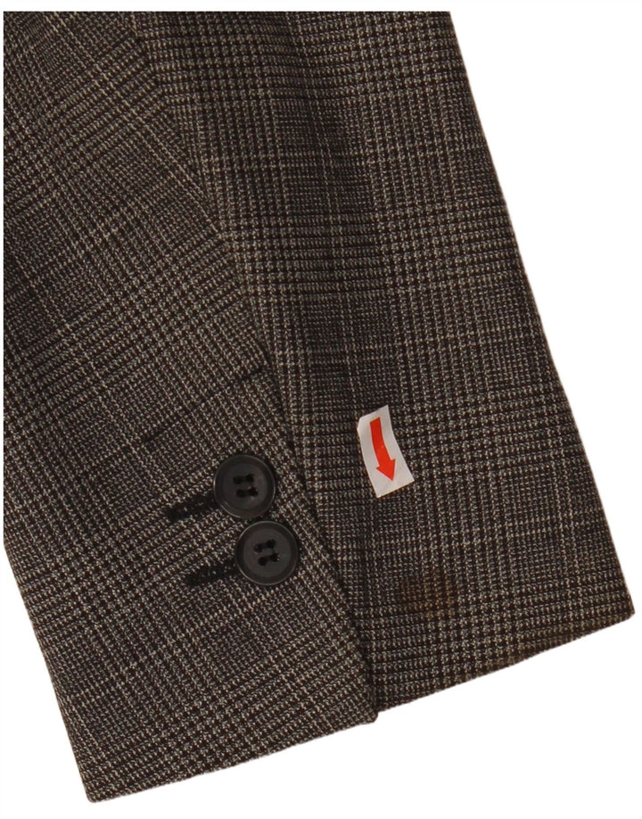 ZARA Blazerjakke til mænd med 1 knap EU 50 Medium Grå Houndstooth Polyester