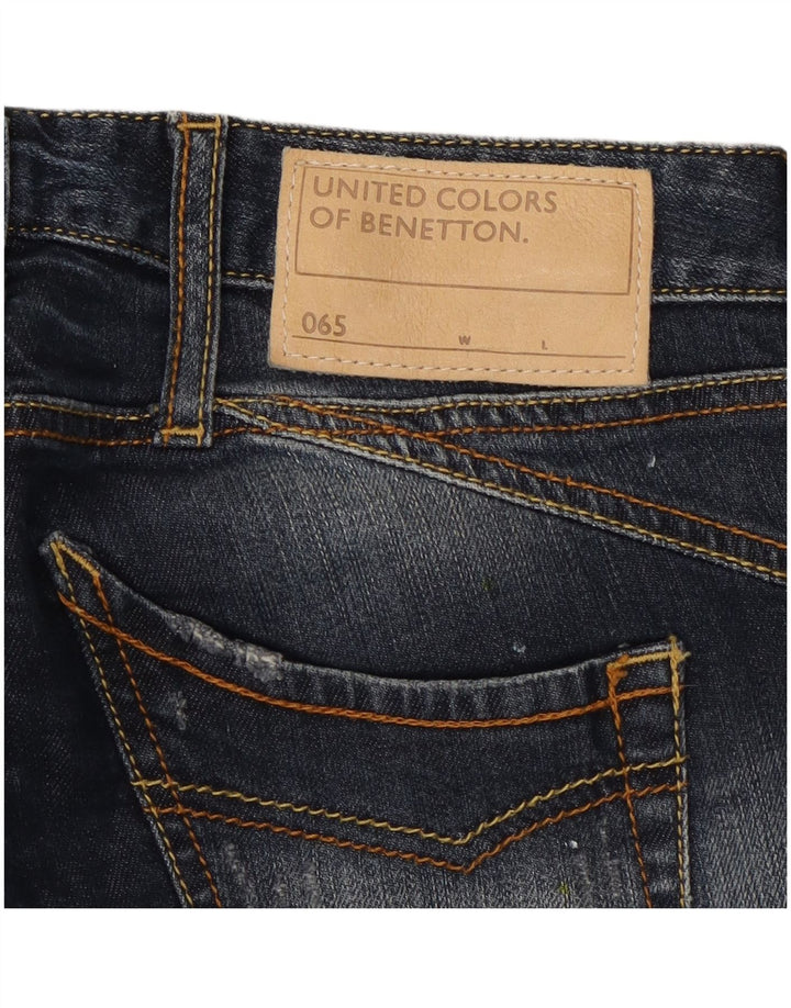 Benetton Dame Distressed Bootcut Jeans W26 L31 Navy Blue