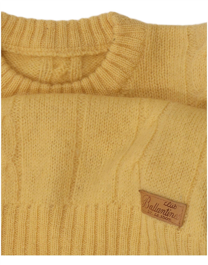 Vintage herre sweater med rund hals, medium gul