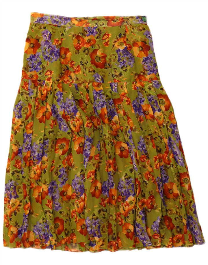 Vintage plisseret nederdel til kvinder W28 Medium Green Floral