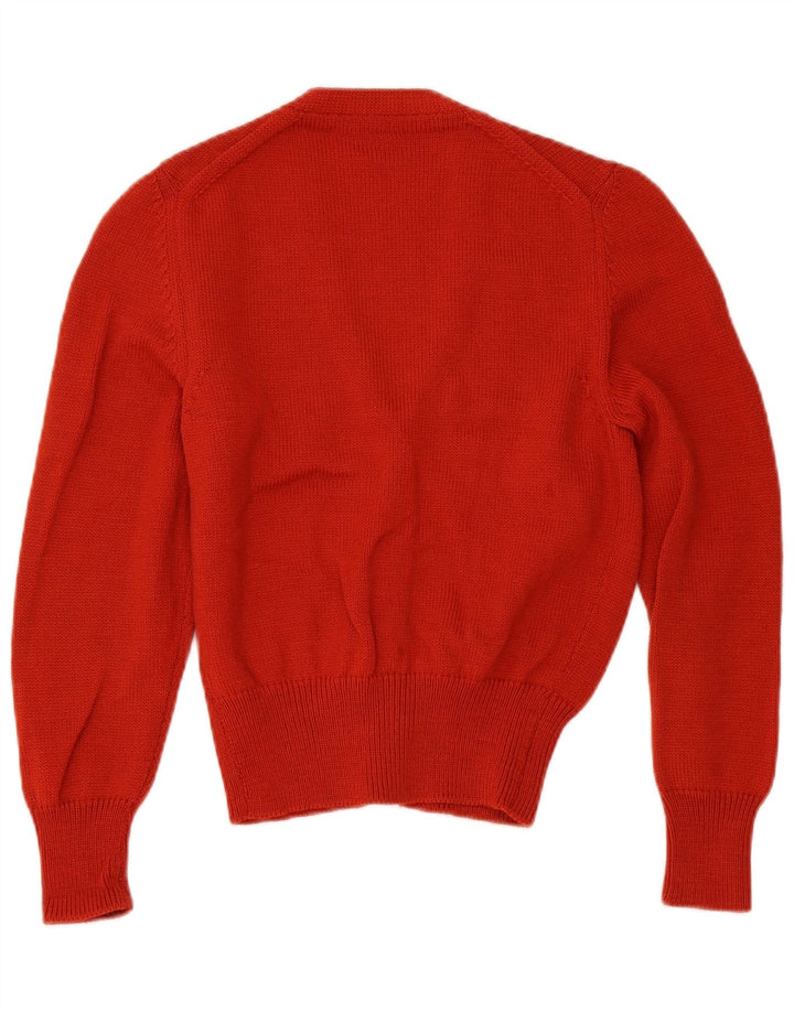 Vintage Dame Crop Cardigan Sweater UK 10 Small Orange