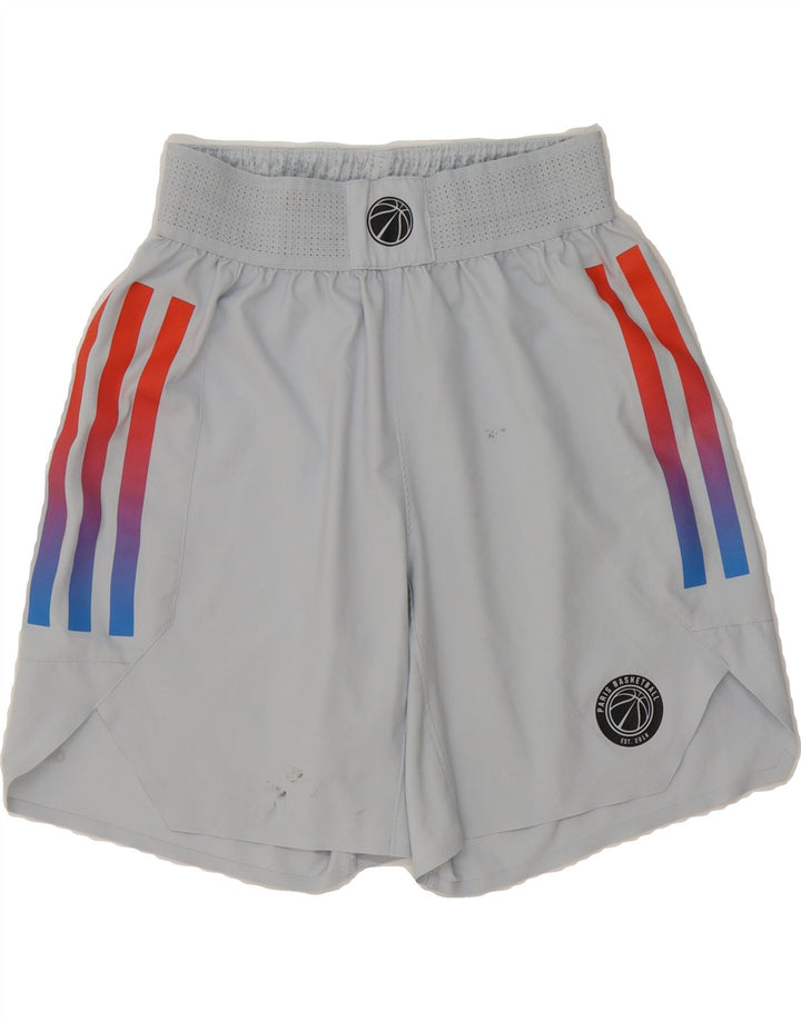 ADIDAS Womens Graphic Sport Shorts UK 12 Medium  Grey Polyester Vintage Adidas and Second-Hand Adidas from Messina Hembry 