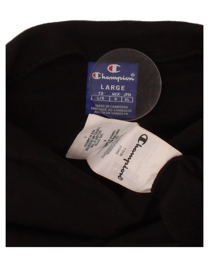 CHAMPION Womens Oversized Crop Sweatshirt Jumper UK 16 Large Black Cotton Vintage Champion and Second-Hand Champion from Messina Hembry 