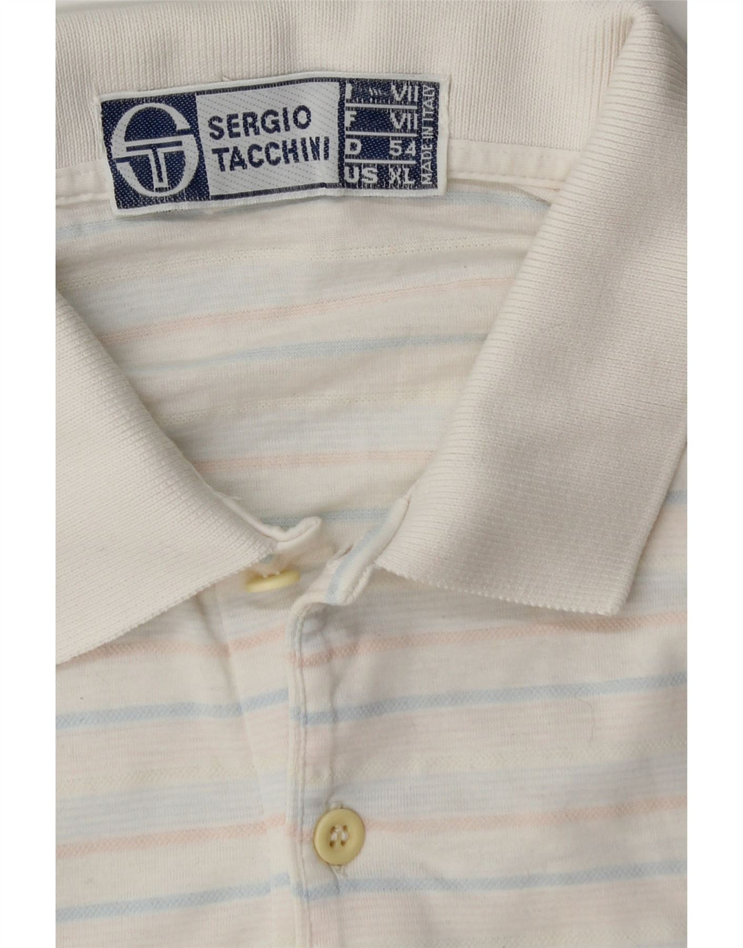 SERGIO TACCHINI Mens Polo Shirt IT 54 XL White Striped