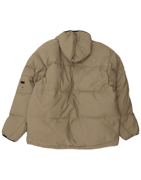 PEPE JEANS Herre hættepolstret jakke UK 40 Stor grøn polyester