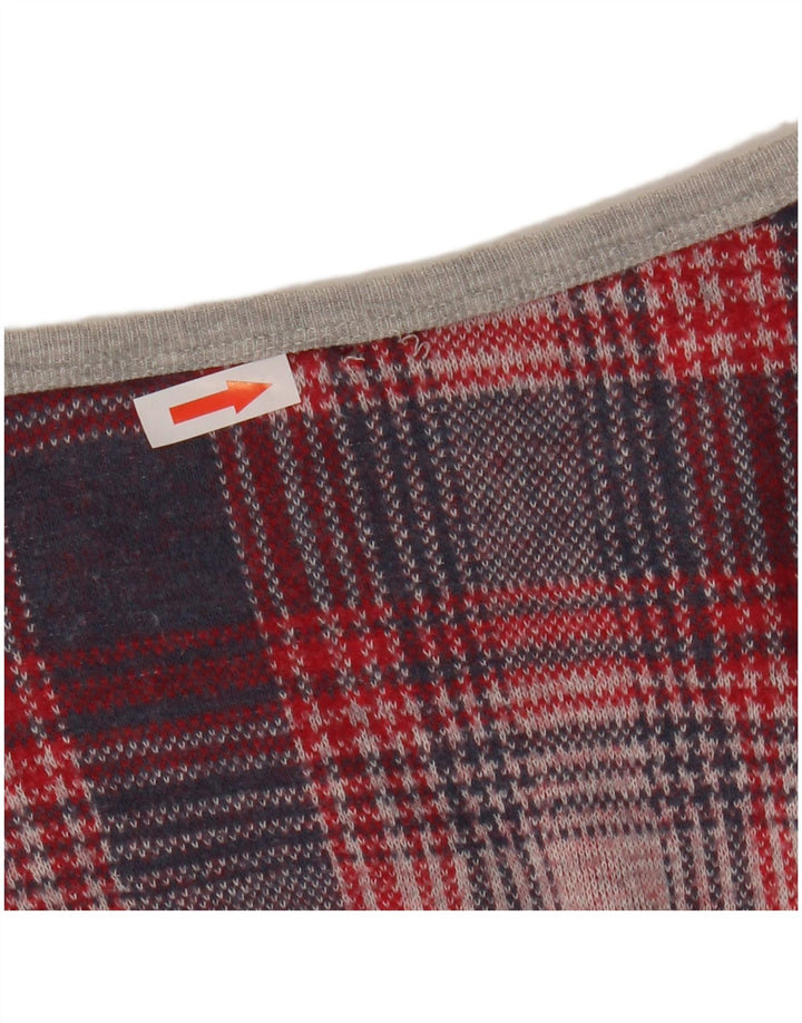 Topshop Womens Crop Oversized Top Langærmet UK 8 Small Red Houndstooth