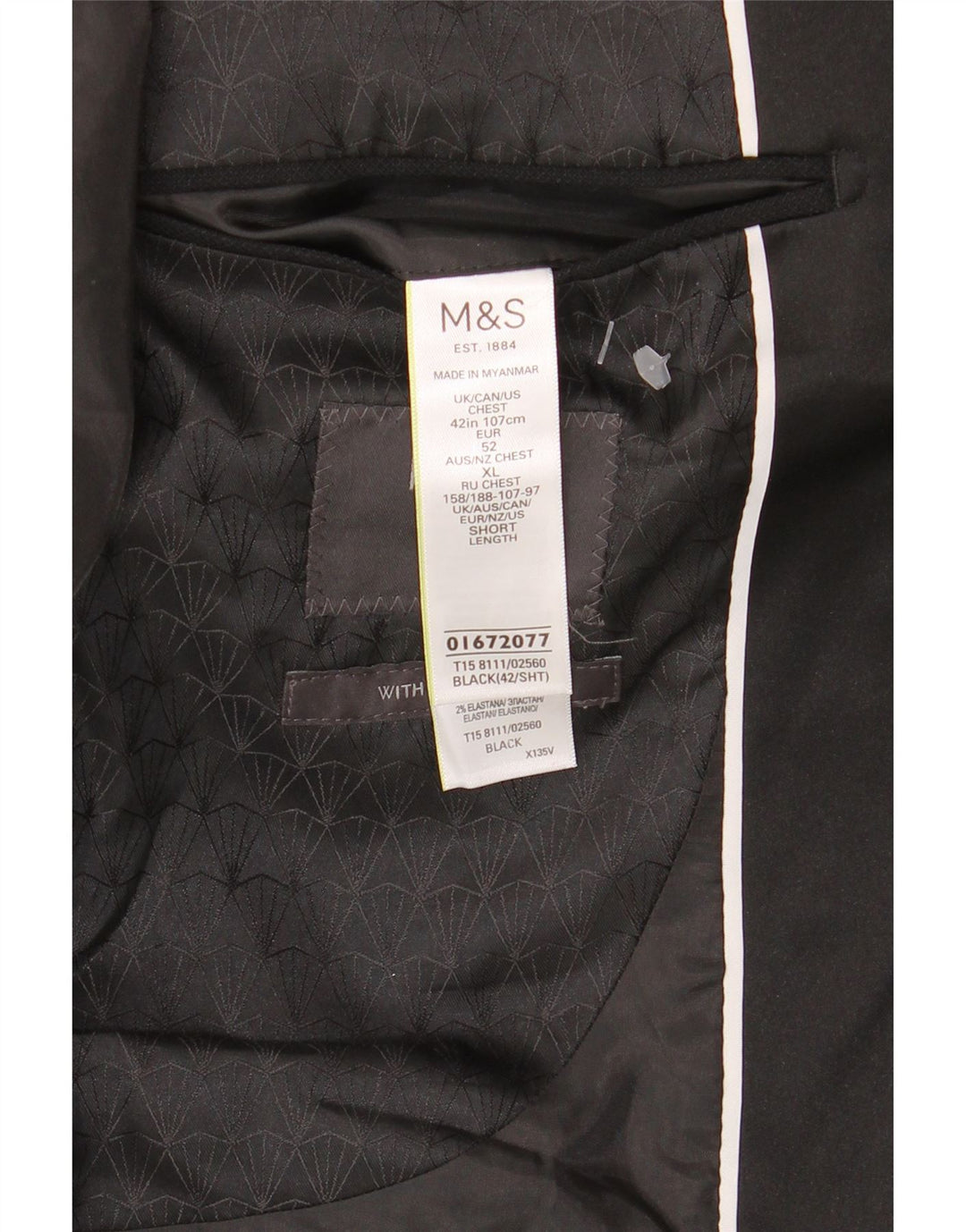 Marks & Spencer Herre 1-knap blazerjakke UK 42 Stor sort polyester