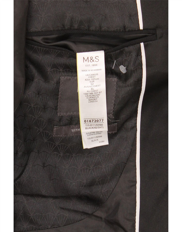 Marks & Spencer Herre 1-knap blazerjakke UK 42 Stor sort polyester