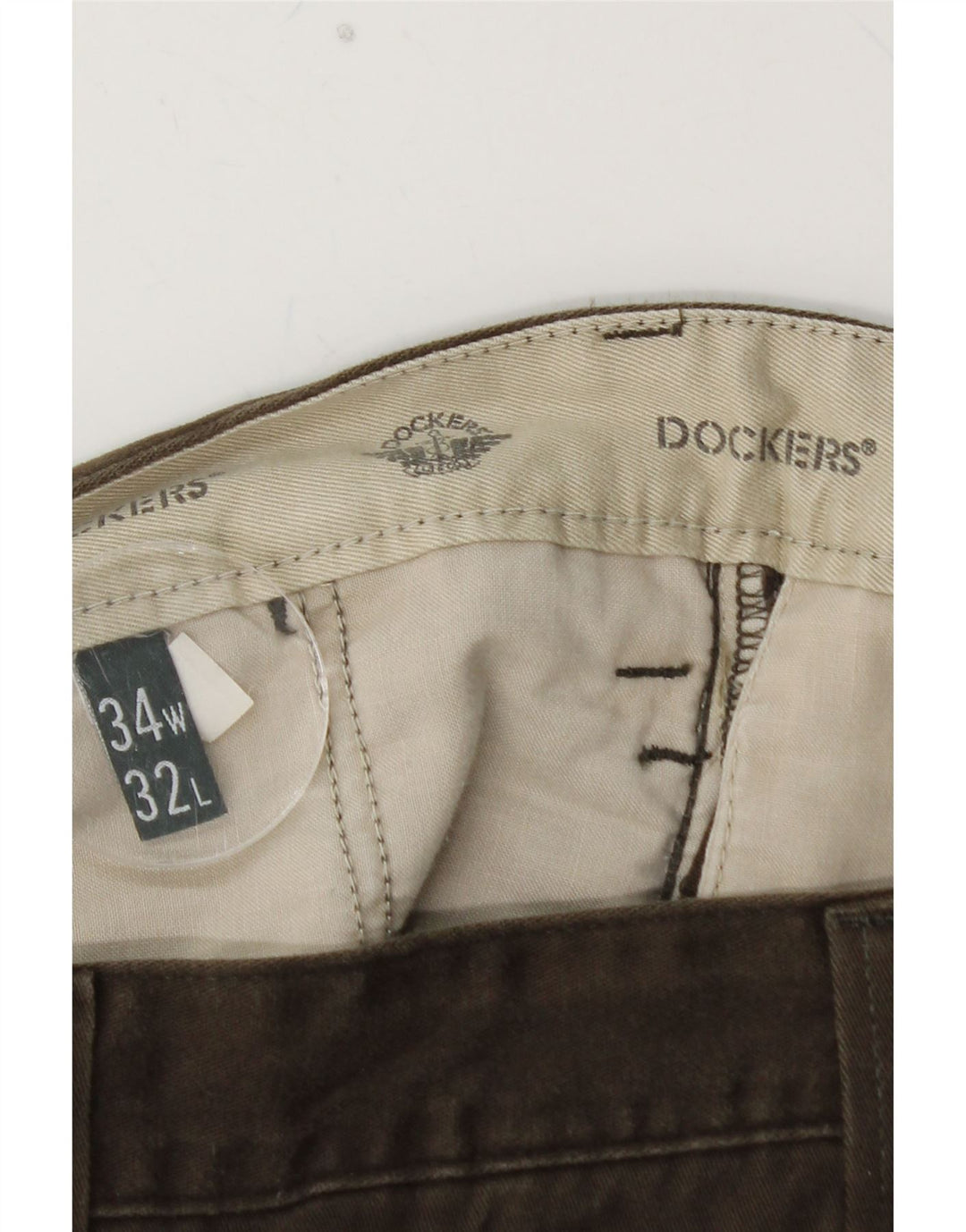 DOCKERS Straight Chino-bukser til mænd W34 L32 Brun bomuld