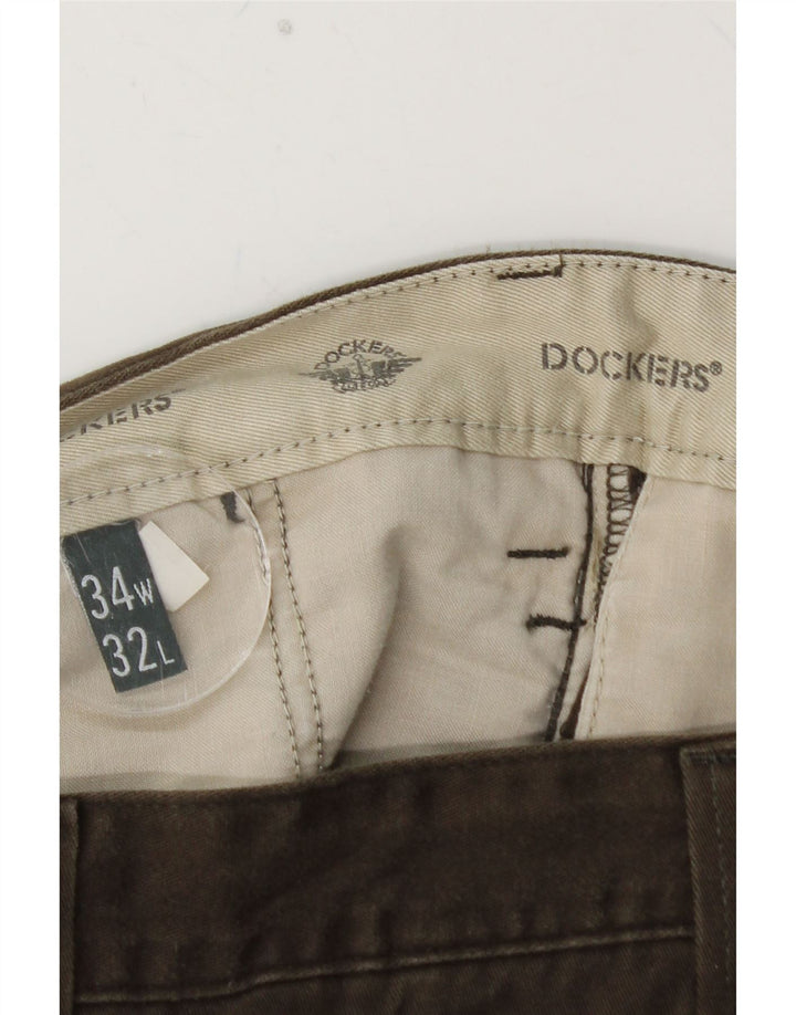 DOCKERS Straight Chino-bukser til mænd W34 L32 Brun bomuld