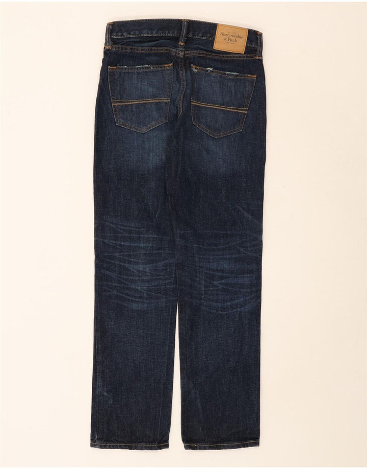 ABERCROMBIE & FITCH Distressed Straight Jeans til mænd W28 L30 Marineblå
