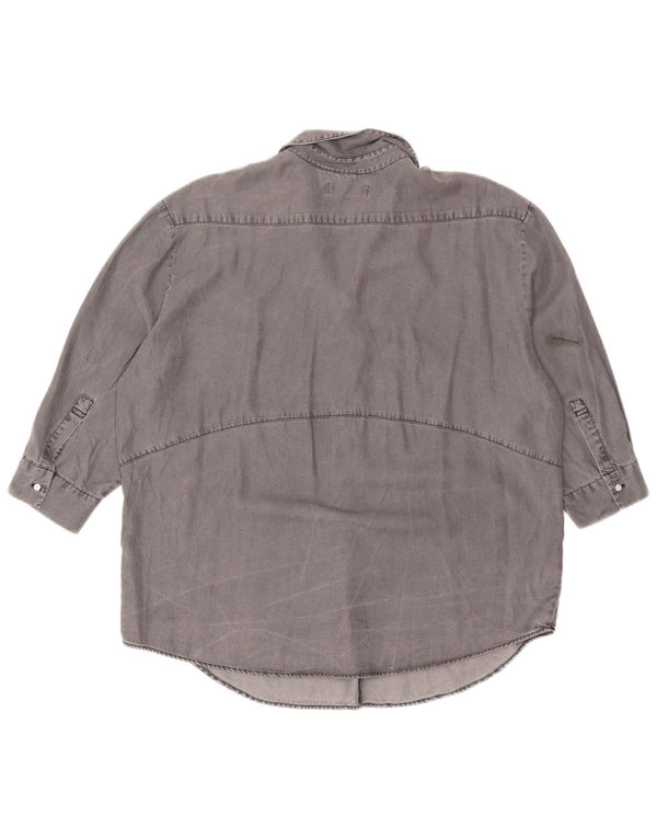Zara Dame Loose Fit 3/4-ærmet Pullover Shirt UK 14 Medium Grey