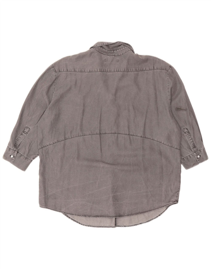 Zara Dame Loose Fit 3/4-ærmet Pullover Shirt UK 14 Medium Grey