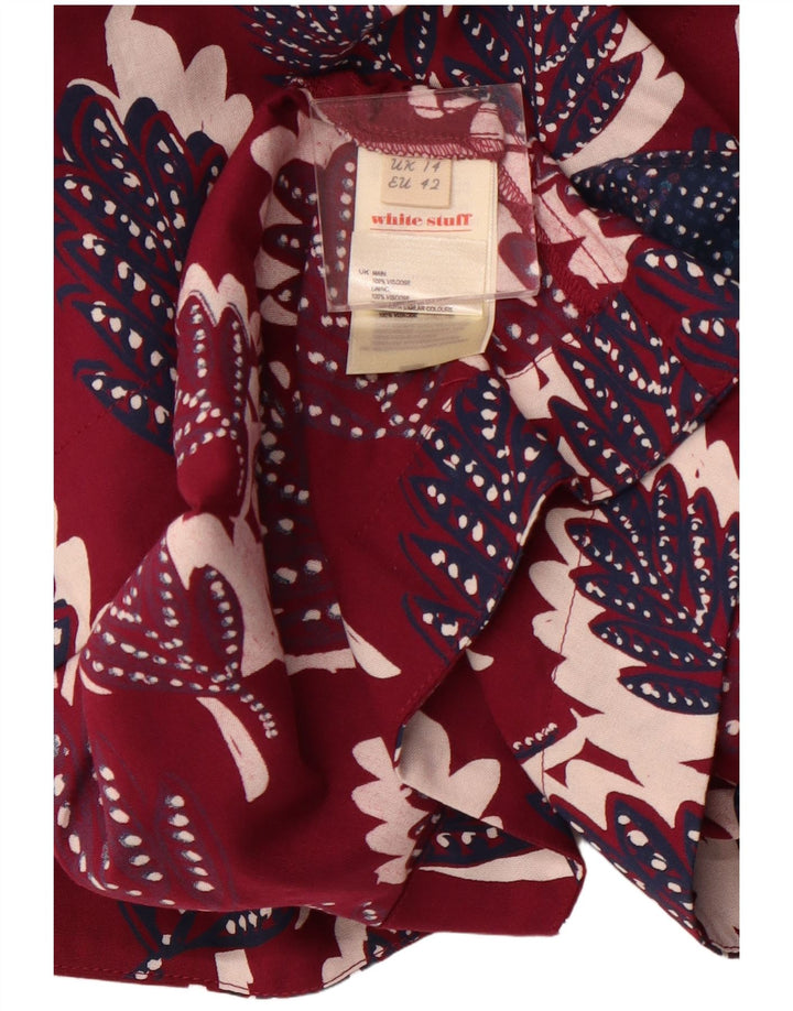 WHITE STUFF Dame A-Line nederdel UK 14 Large W34 Pink Floral Viscose