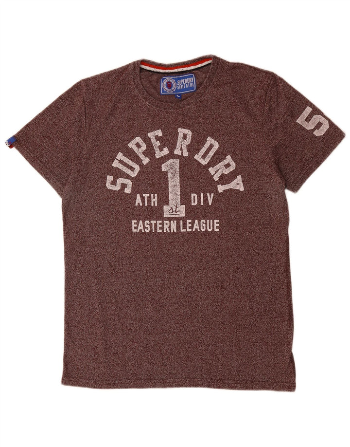 SUPERDRY Herre grafisk T-shirt Top Stor lilla flækket bomuld