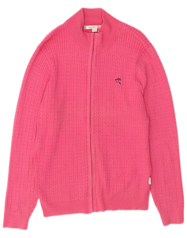 Kartel Dame Elle Cardigan Sweater UK 12 Medium Pink Bomuld