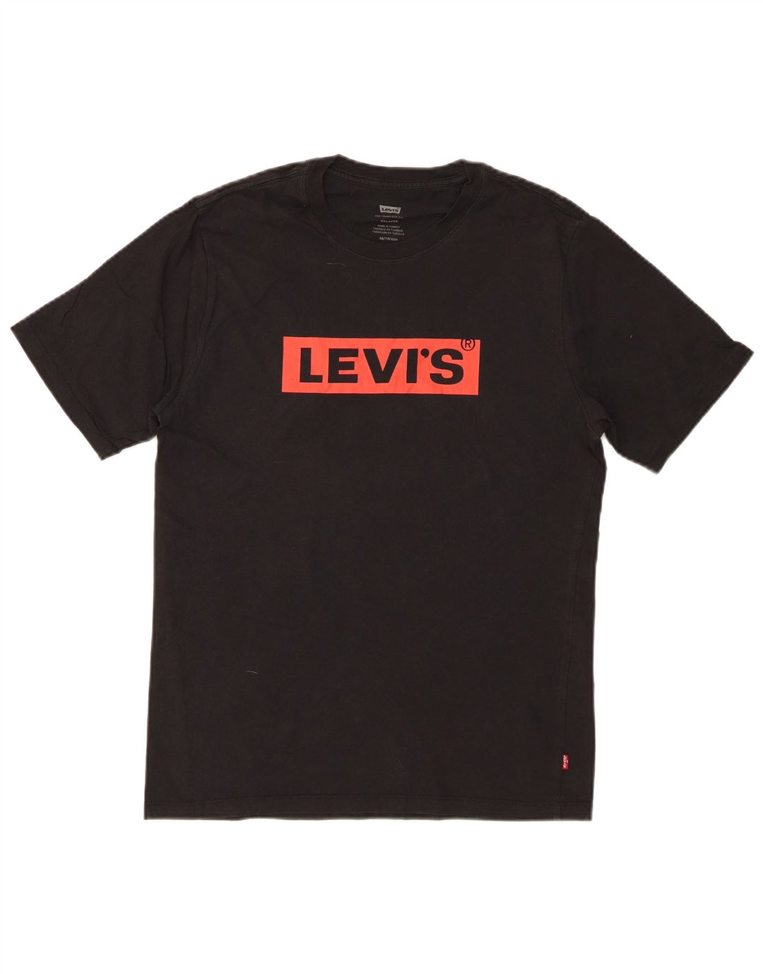 LEVI'S Herre Relaxed Fit Grafisk T-Shirt Top XS Sort Bomuld