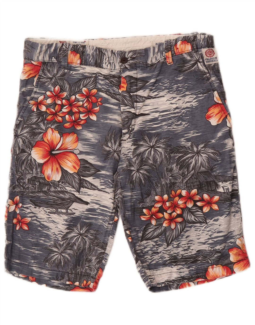 Franklin Marshall Herre Leo Chino Shorts W31 Medium Navy Blue Hawaiian