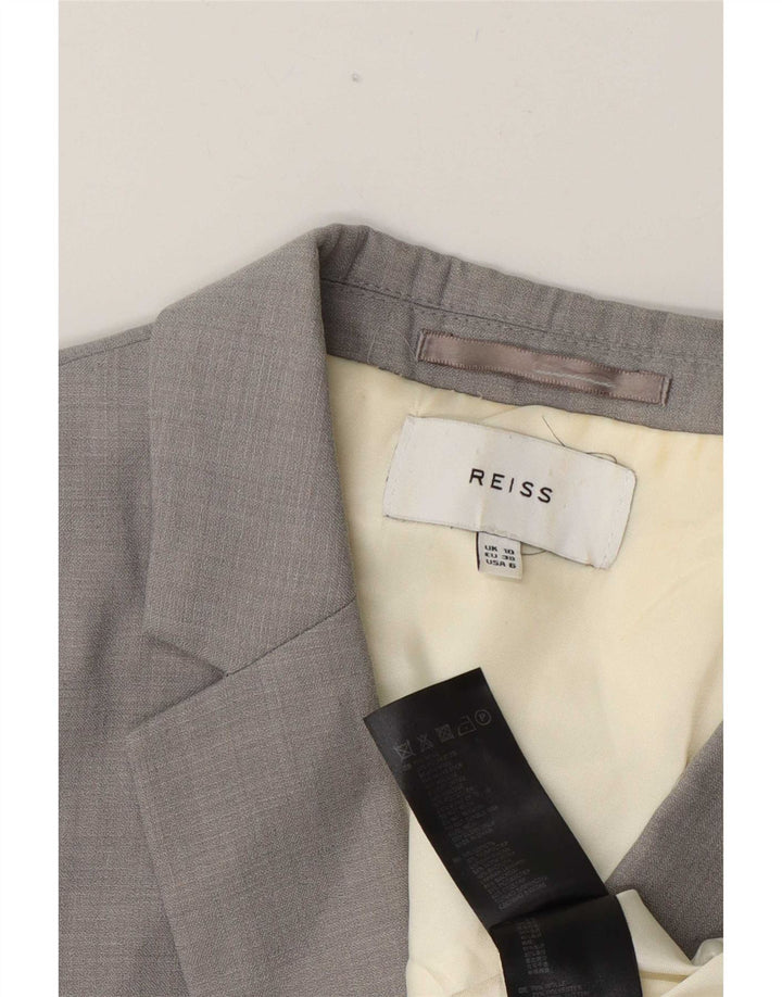 Reiss Dame 1 Knap Blazer Jacket UK 10 Small Grey Uld