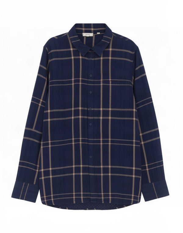 Fat Face Dameskjorte UK 14 Large Navy Blue Ternet Bomuld