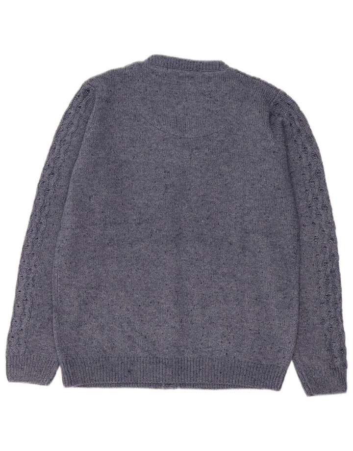 Vintage dame oversized cardigan sweater UK 10/12 Lille marineblå akryl