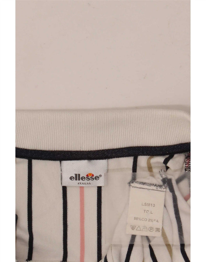 Ellesse Herre poloshirt Stor hvid stribet bomuld