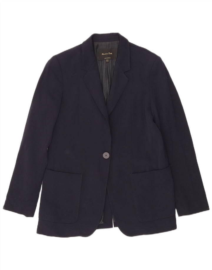 Massimo Dutti Dame 1 Knap Blazer Jakke EU 38 Small Navy Blue Polyester