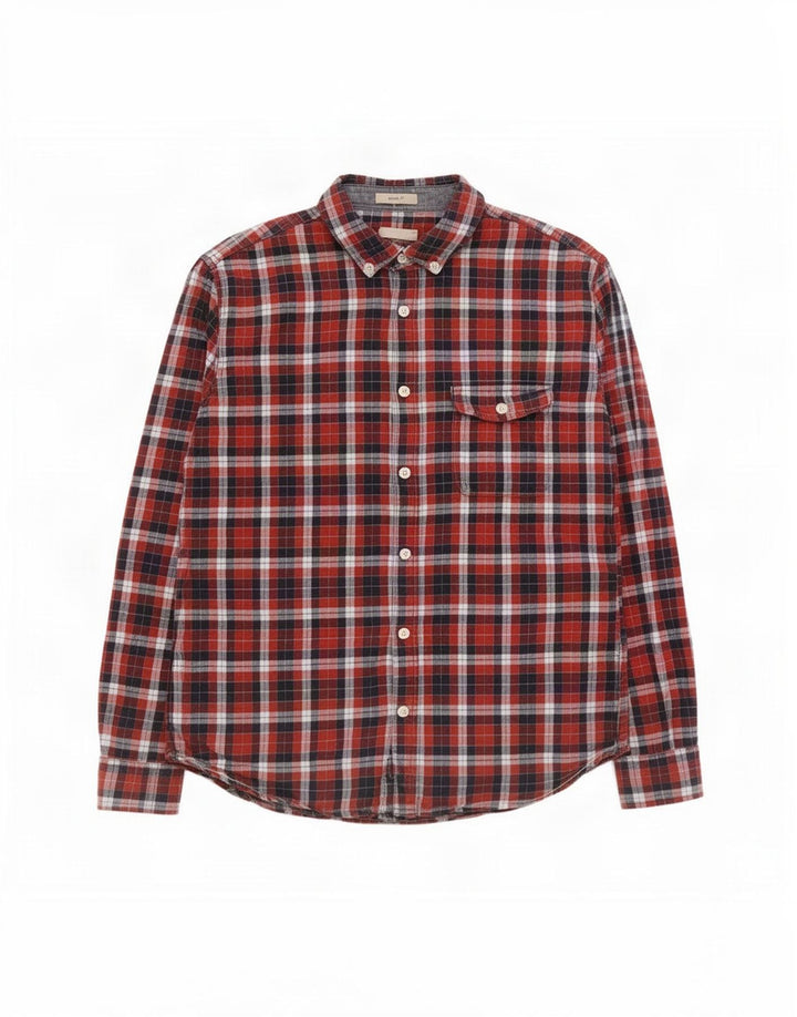 White Stuff Herre Classic Fit Flanelskjorte Medium Rød Ternet Bomuld