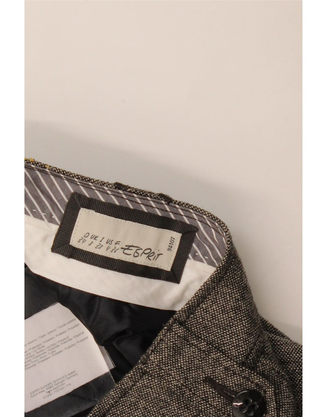 Esprit Dame Mini Nederdel UK 8 Small W30 Grå Flecked Polyester