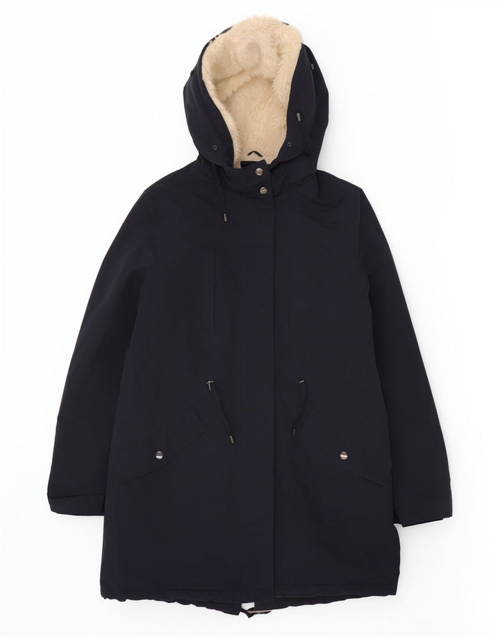 Marks & Spencer Sherpa Parkajakke med hætte til kvinder UK 12 Medium Navy Blue