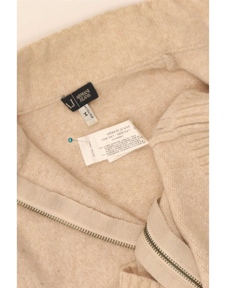 Armani Dame Cardigan Sweater UK 12 Medium Beige Virgin Wool