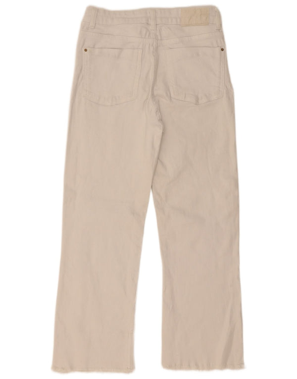 Zara Dame Cropped Jeans EU 36 XS W26 L25 Hvid Bomuld