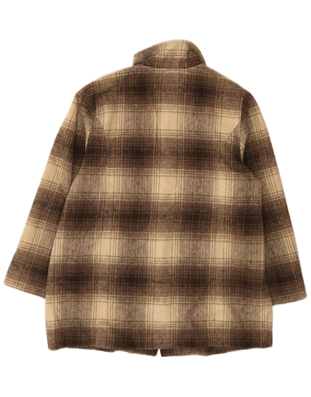 Marks & Spencer overfrakke til kvinder UK 18 XL brun ternet akryl