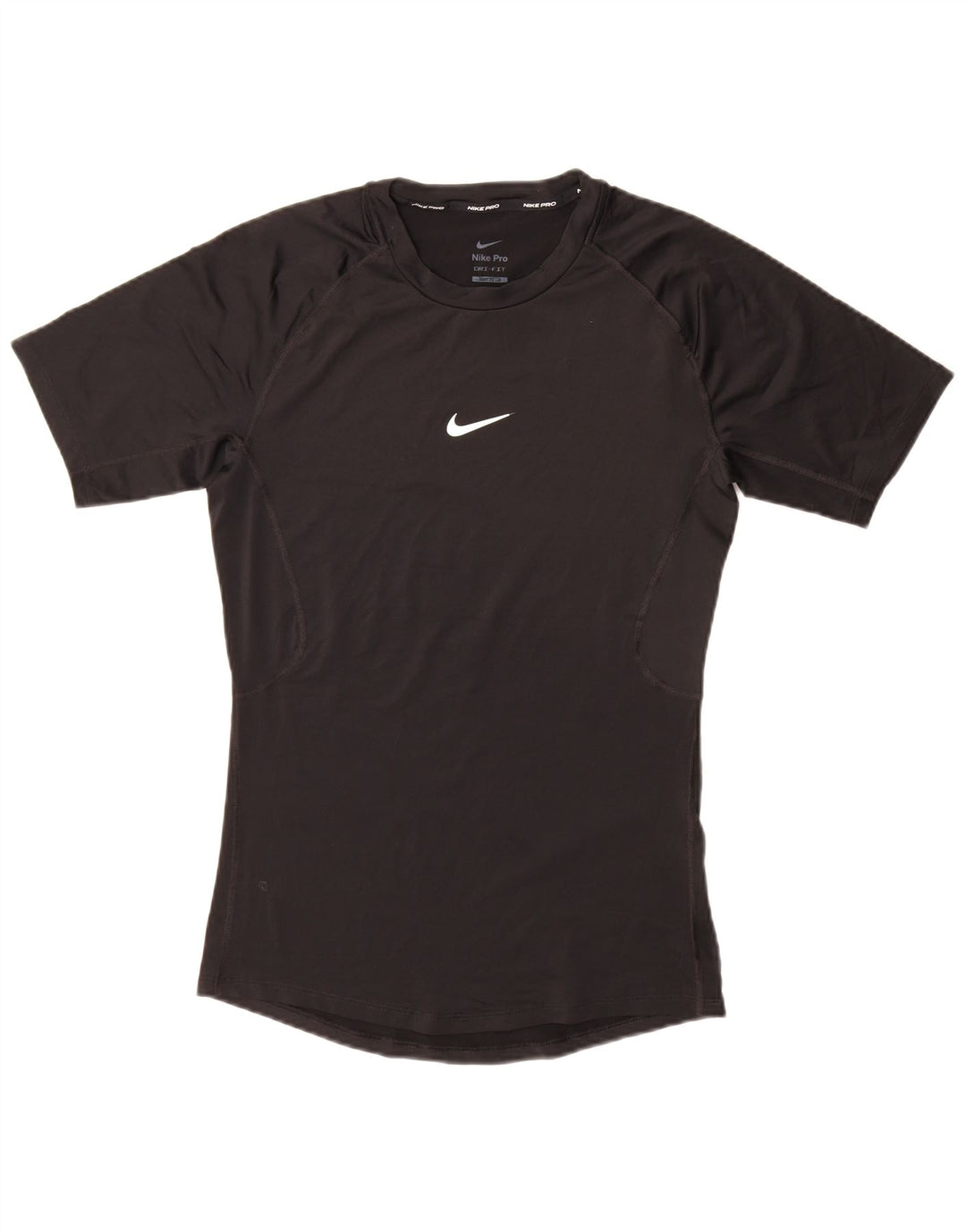NIKE Tight Fit T-Shirt Top UK 12 Medium Sort Polyester
