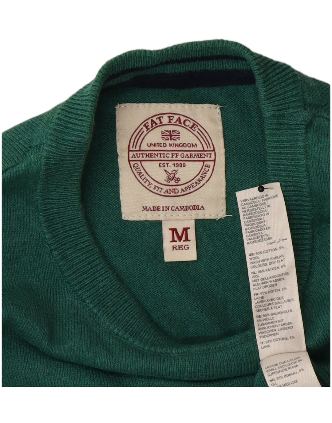 Fedt ansigt til mænd med rund hals sweater mellemgrøn bomuld