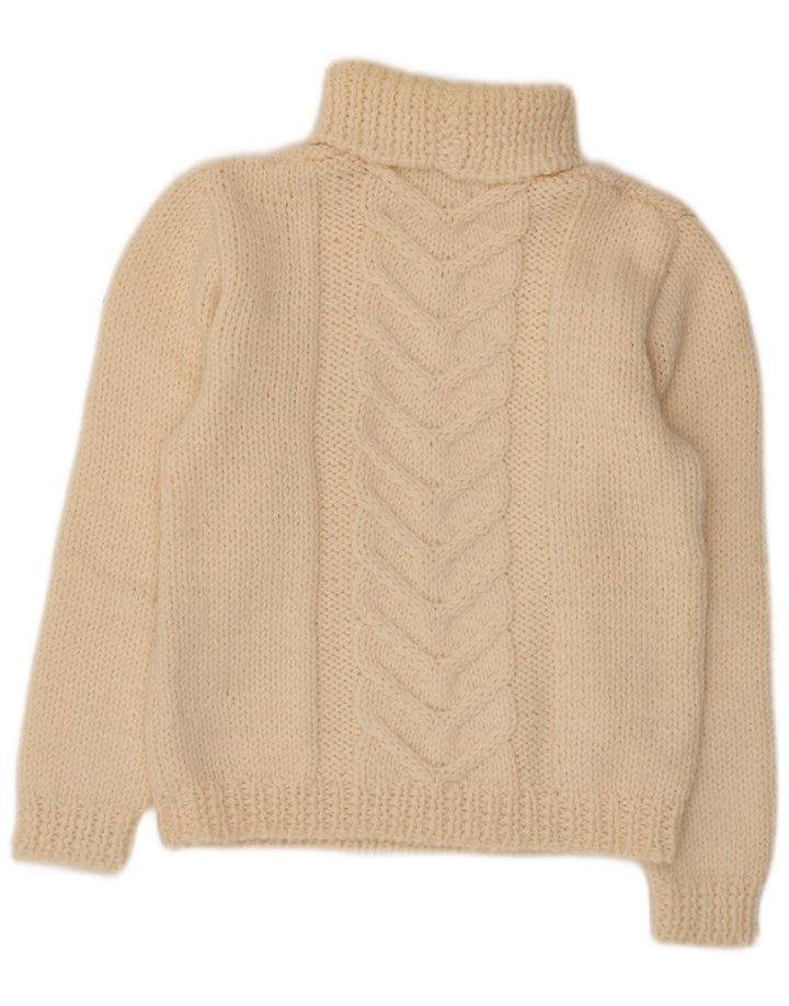Vintage Dame Roll Neck Jumper Sweater UK 14 Medium Off White