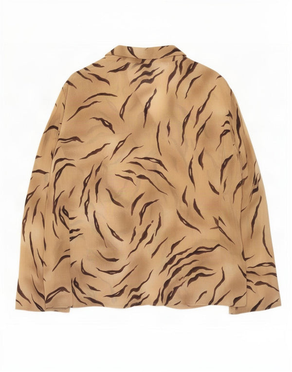 Perte by Krizia Womens See Through Shirt Blouse UK 18 XL Beige Animal Print