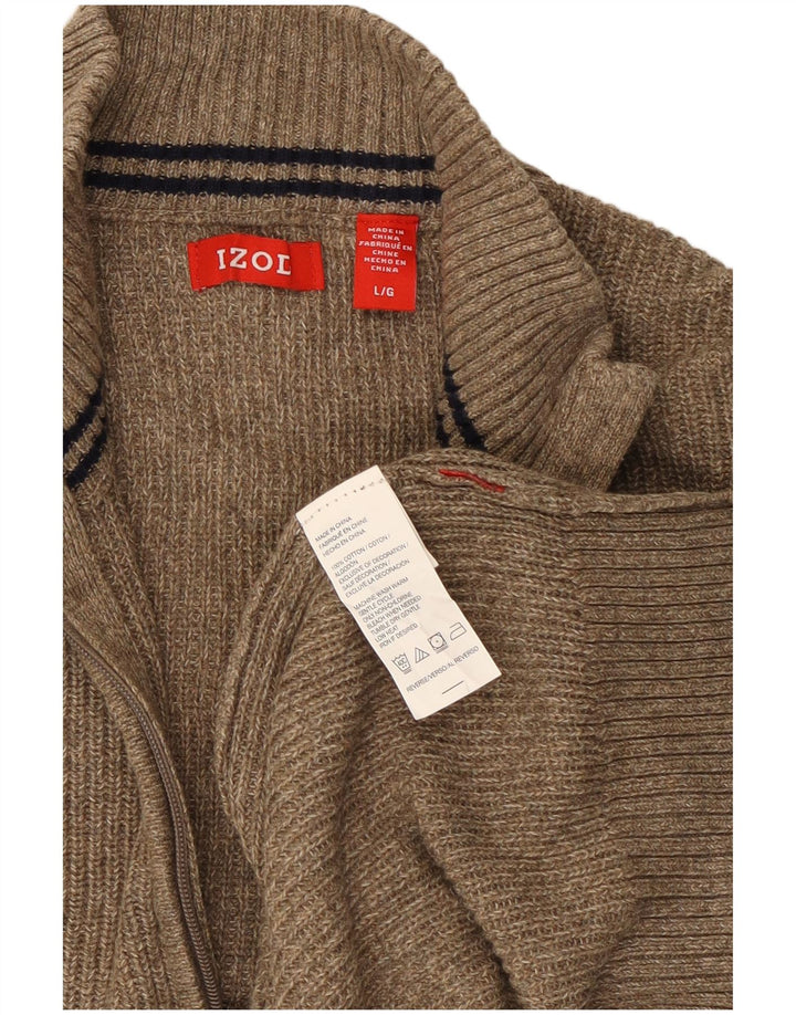 Izod Herre Zip Neck Jumper Sweater Stor Grøn Bomuld