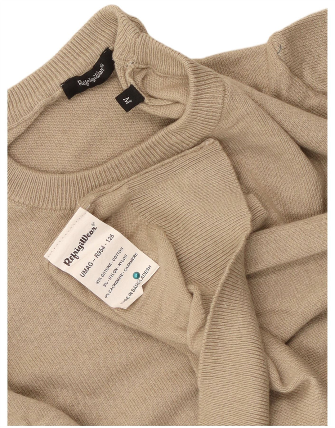 Refrigiwear Herre sweater med rund hals, medium beige bomuld